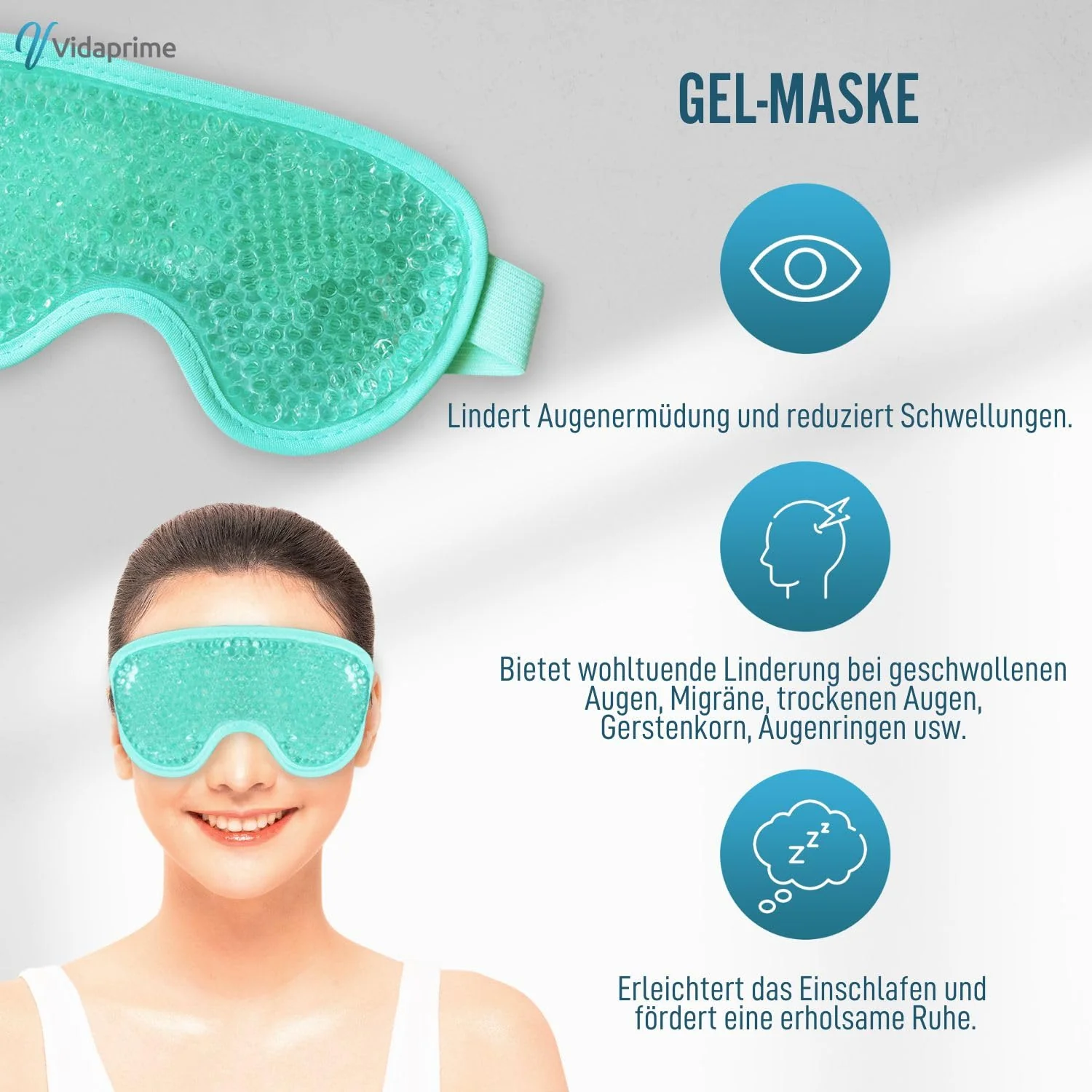 Kühl- und Wärme-Gelmaske mit verstellbarem Band für die Augen - Image 5