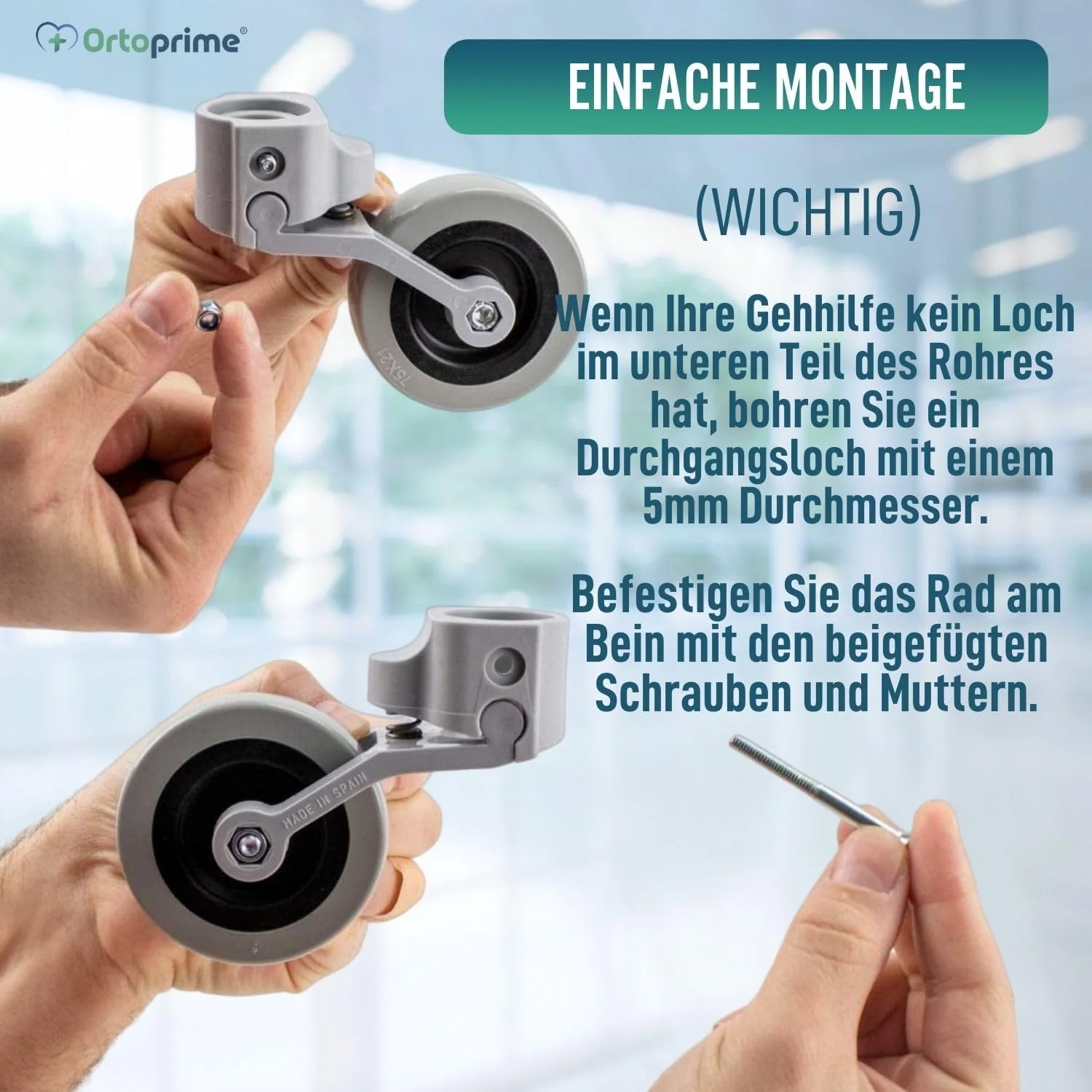 Kit x2 Räder für Gehhilfen und Gehwagen 22, 25 und 30 mm - Image 3