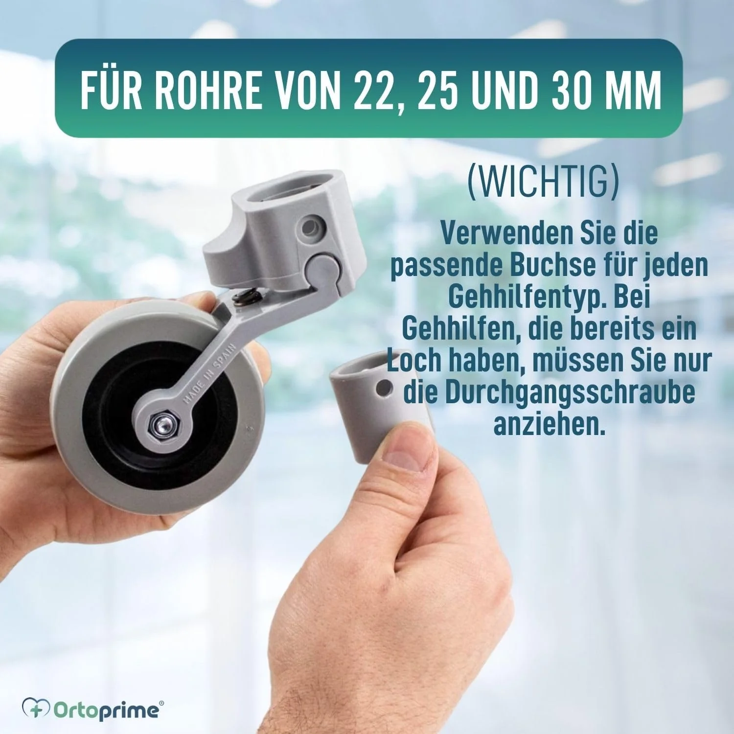 Kit x2 Räder für Gehhilfen und Gehwagen 22, 25 und 30 mm - Image 4