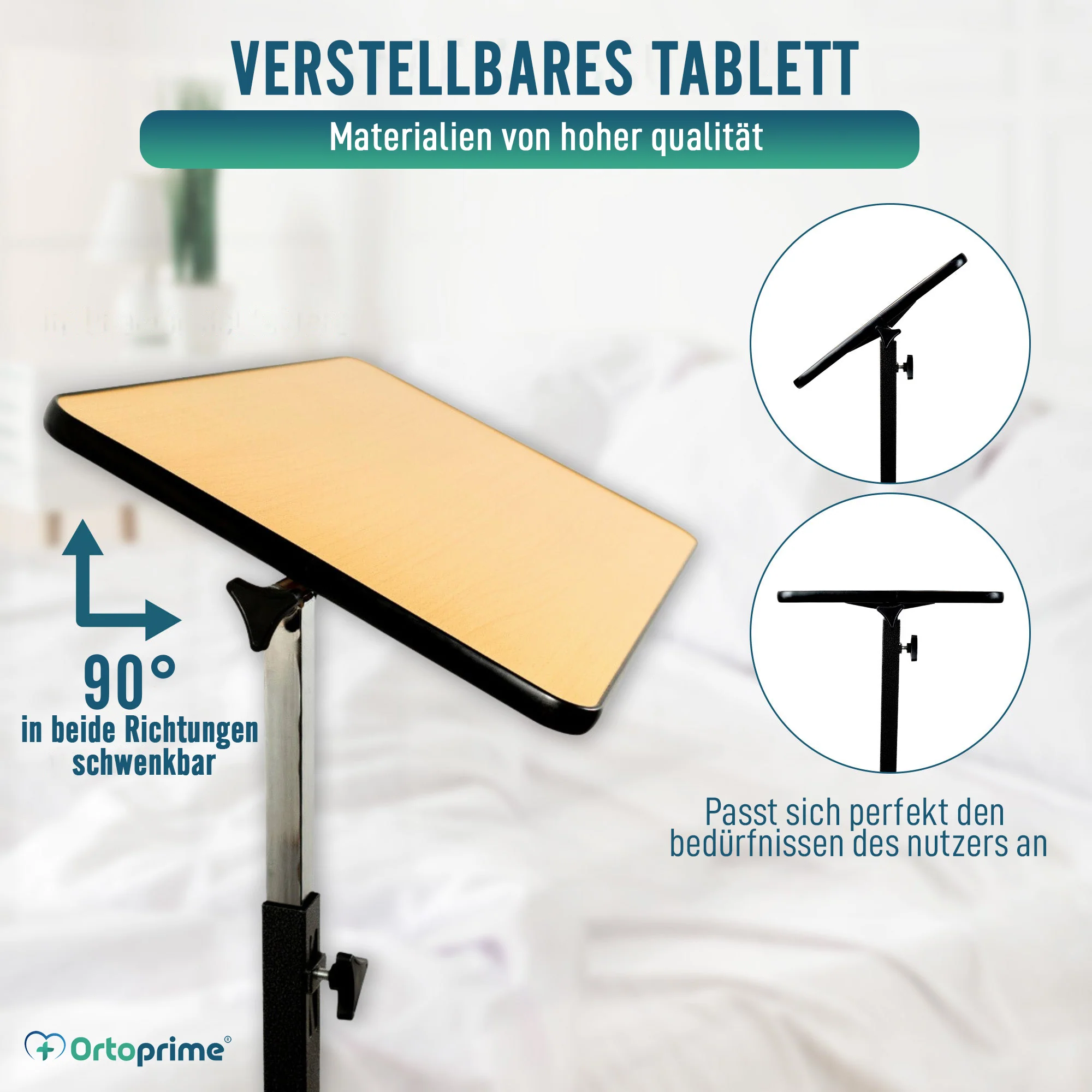 Klappbarer Beistelltisch mit höhenverstellbarer abklappbarer 90° Tischplatte - Image 5