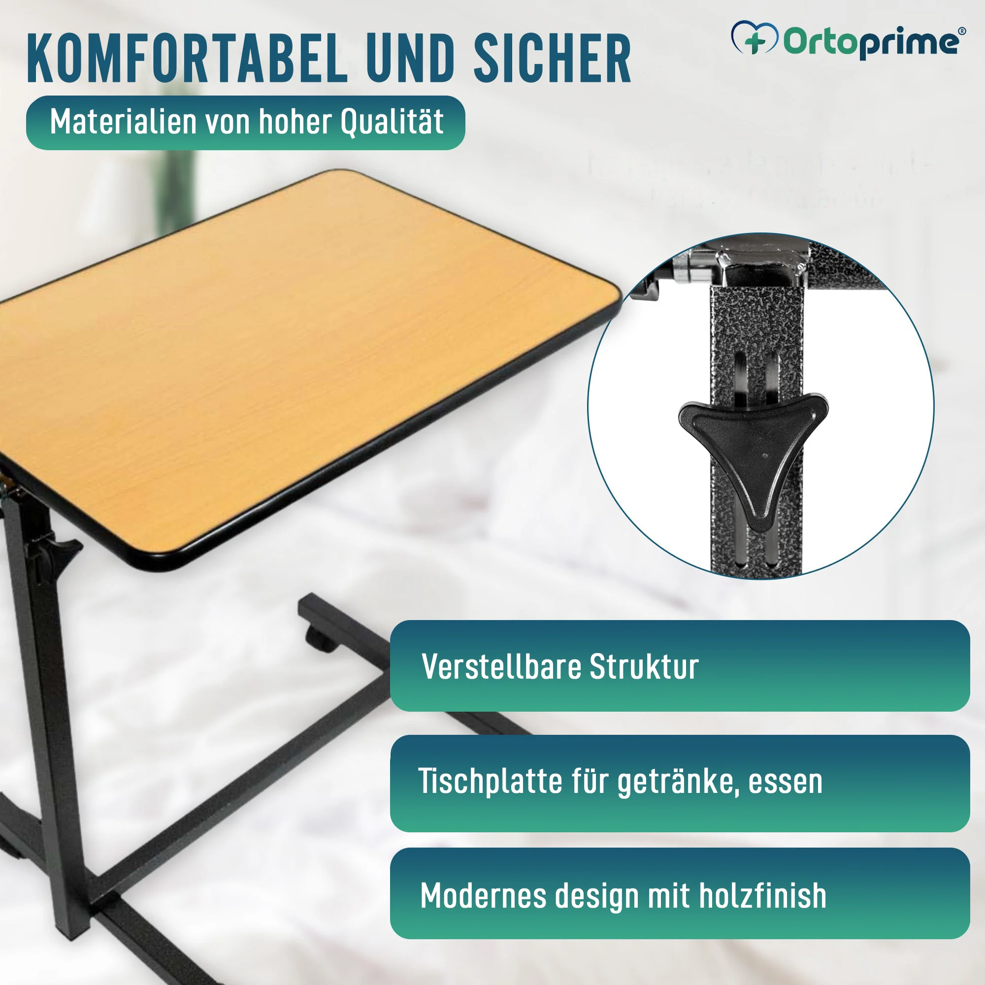 Klappbarer Beistelltisch mit höhenverstellbarer abklappbarer 90° Tischplatte - Image 6