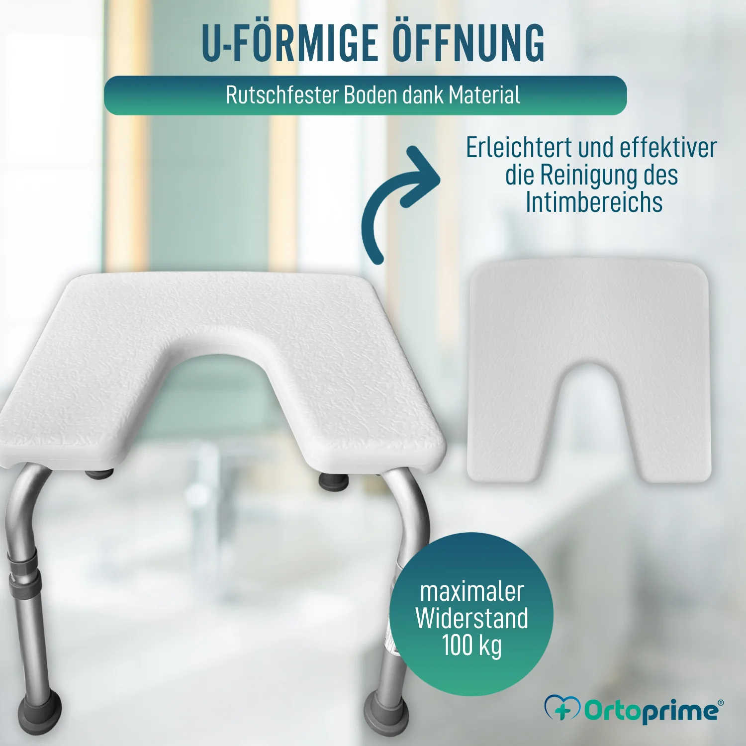 Orthopädischer U-förmiger Duschhocker | Verstellbar - Image 4