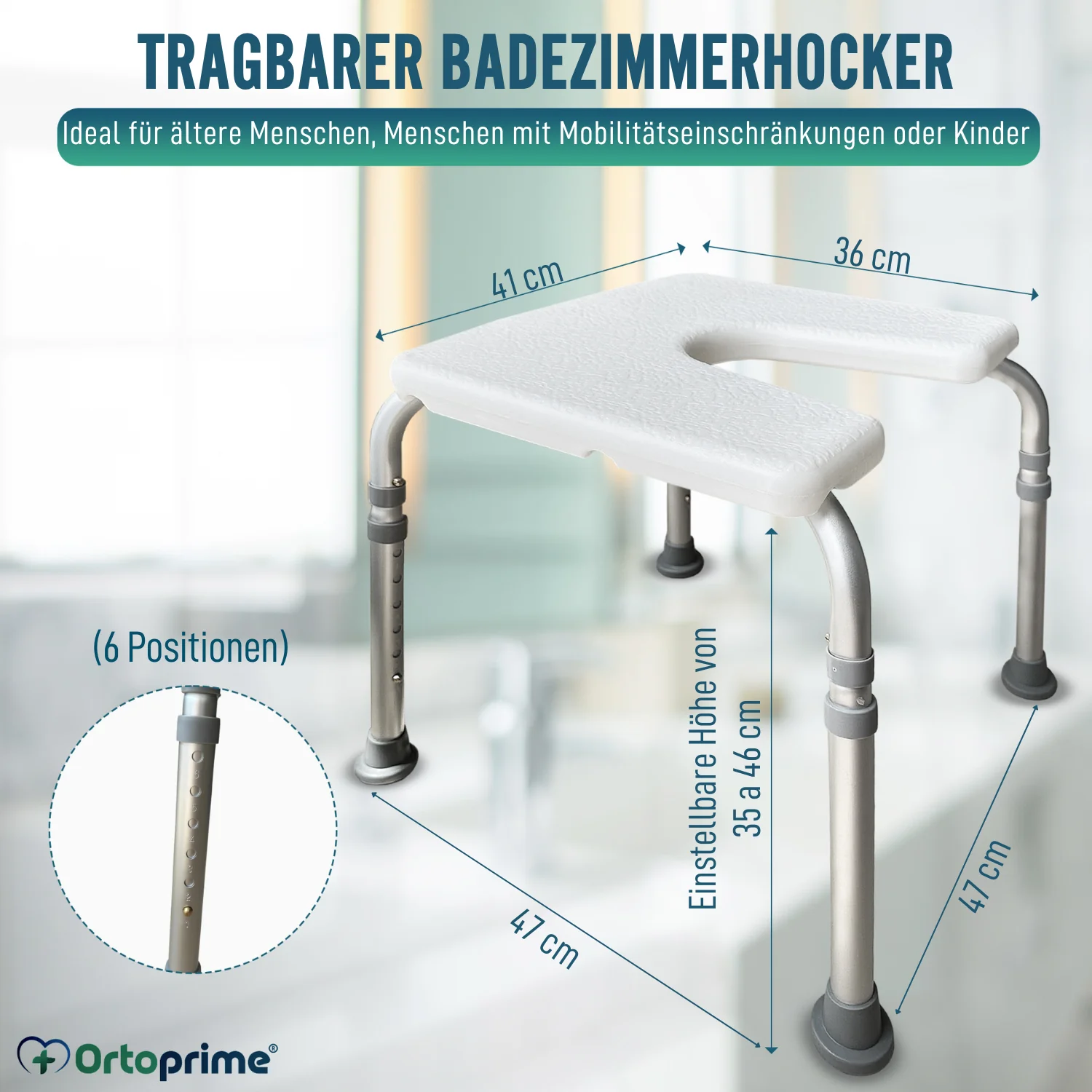 Orthopädischer U-förmiger Duschhocker | Verstellbar - Image 5