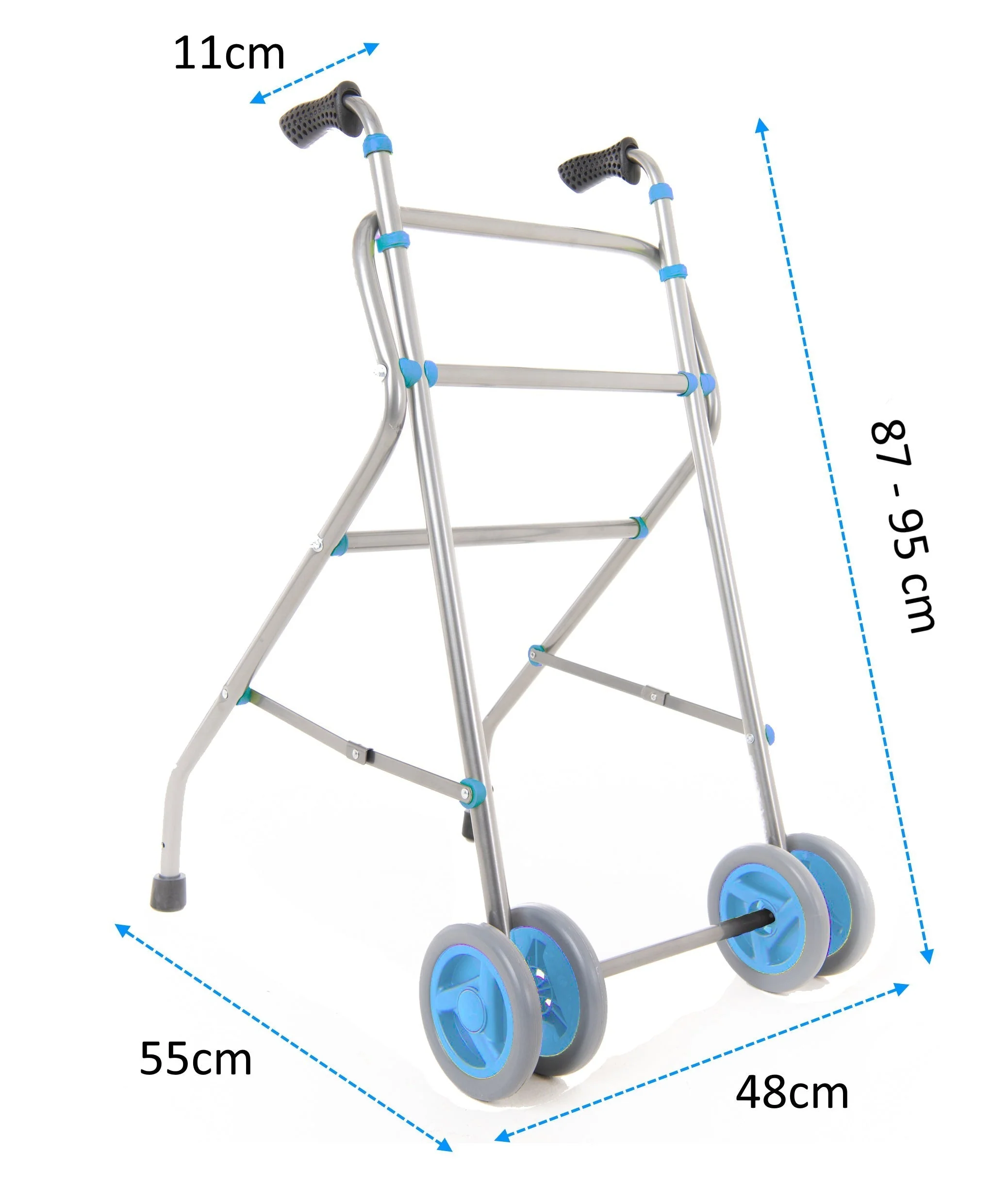 Rollator Aluminium Faltbar 4 Räder Blau - Image 4