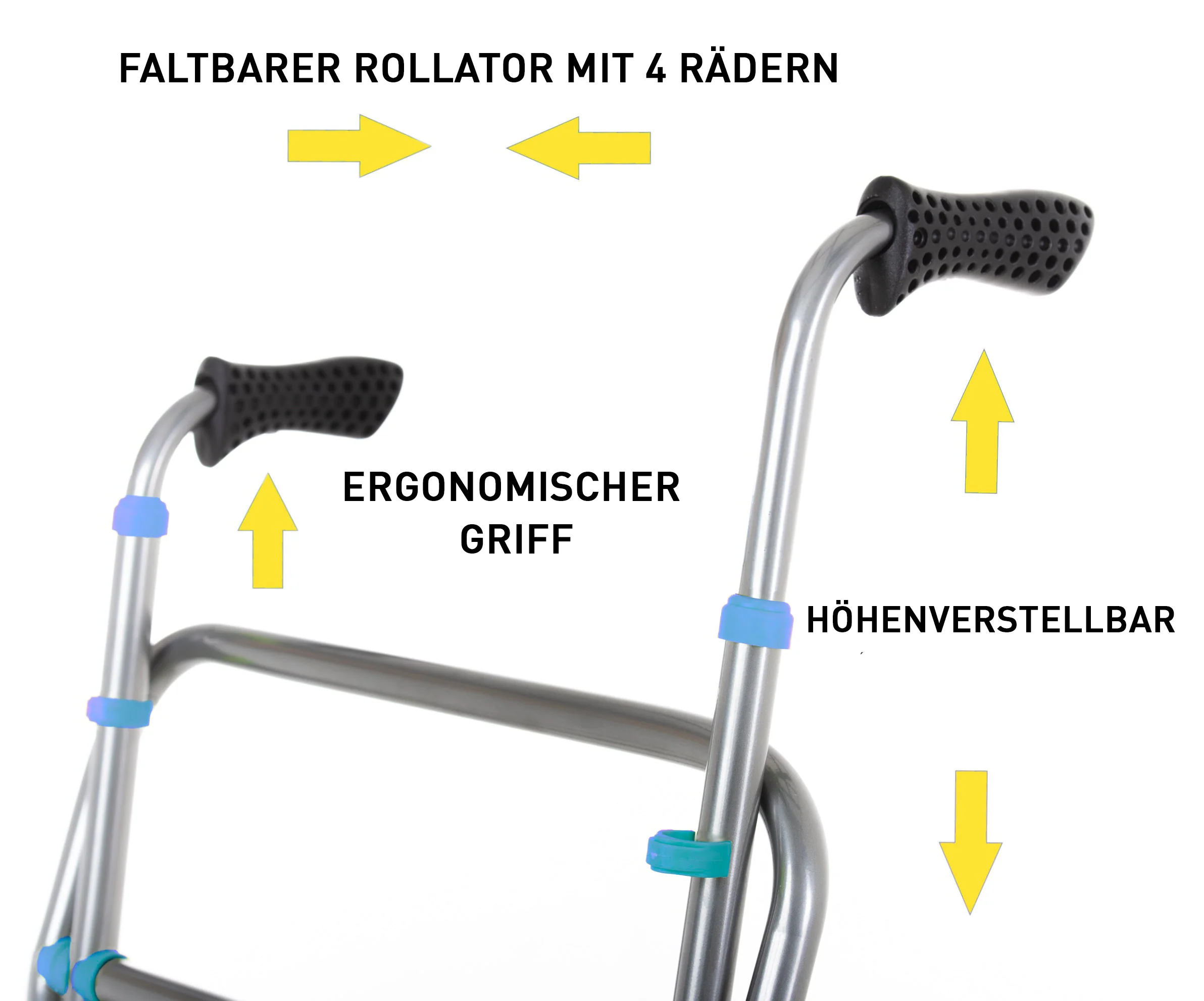 Rollator Aluminium Faltbar 4 Räder Blau - Image 8