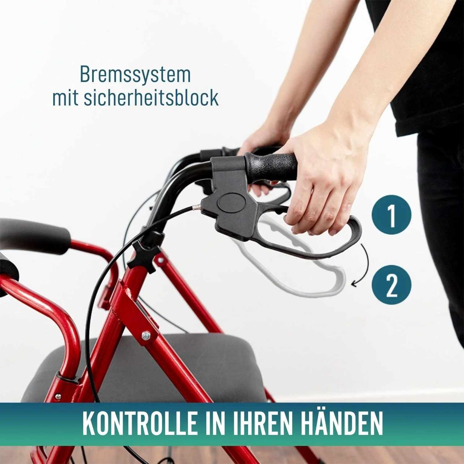 Rollator aus Aluminium mit Bremsen und Gepolsterter Sitzfläche - Image 7