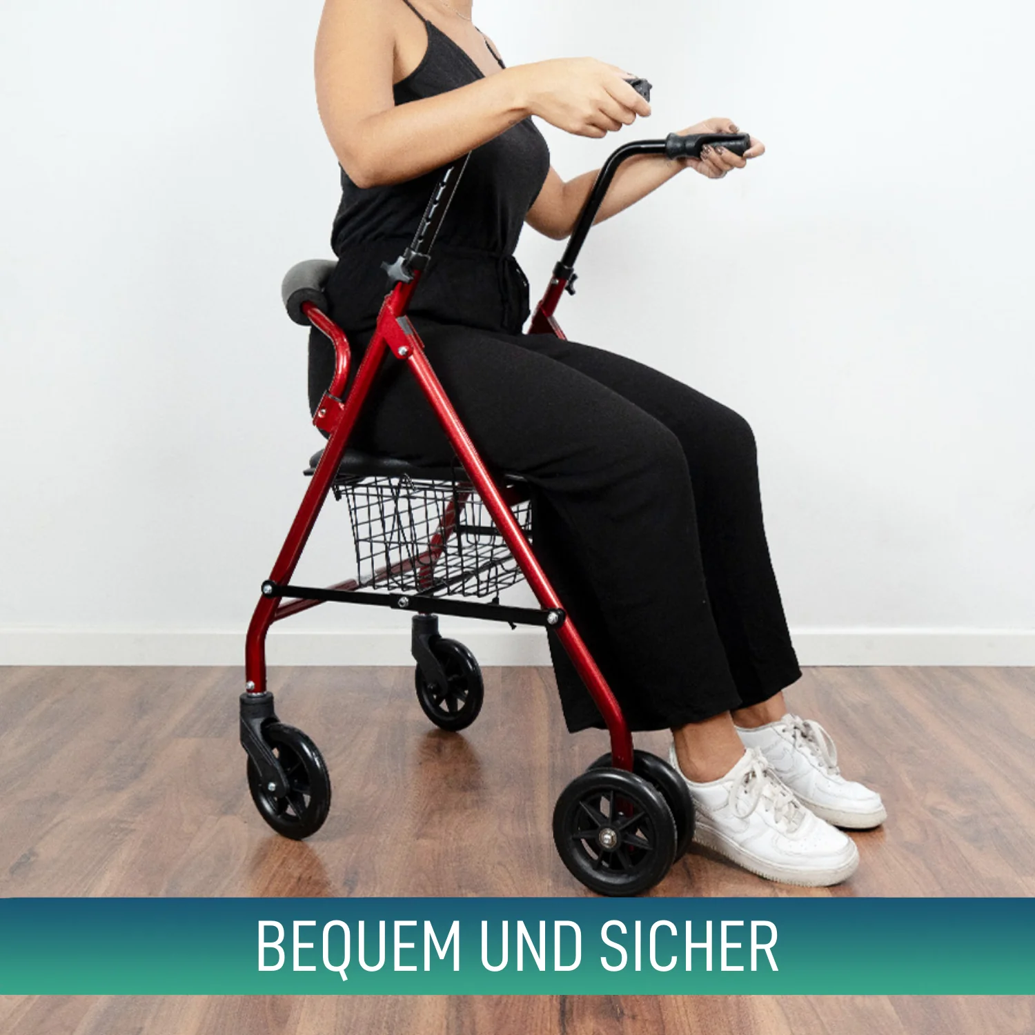 Rollator aus Aluminium mit Lastbremse und Gepolsterter Sitzfläche - Image 3