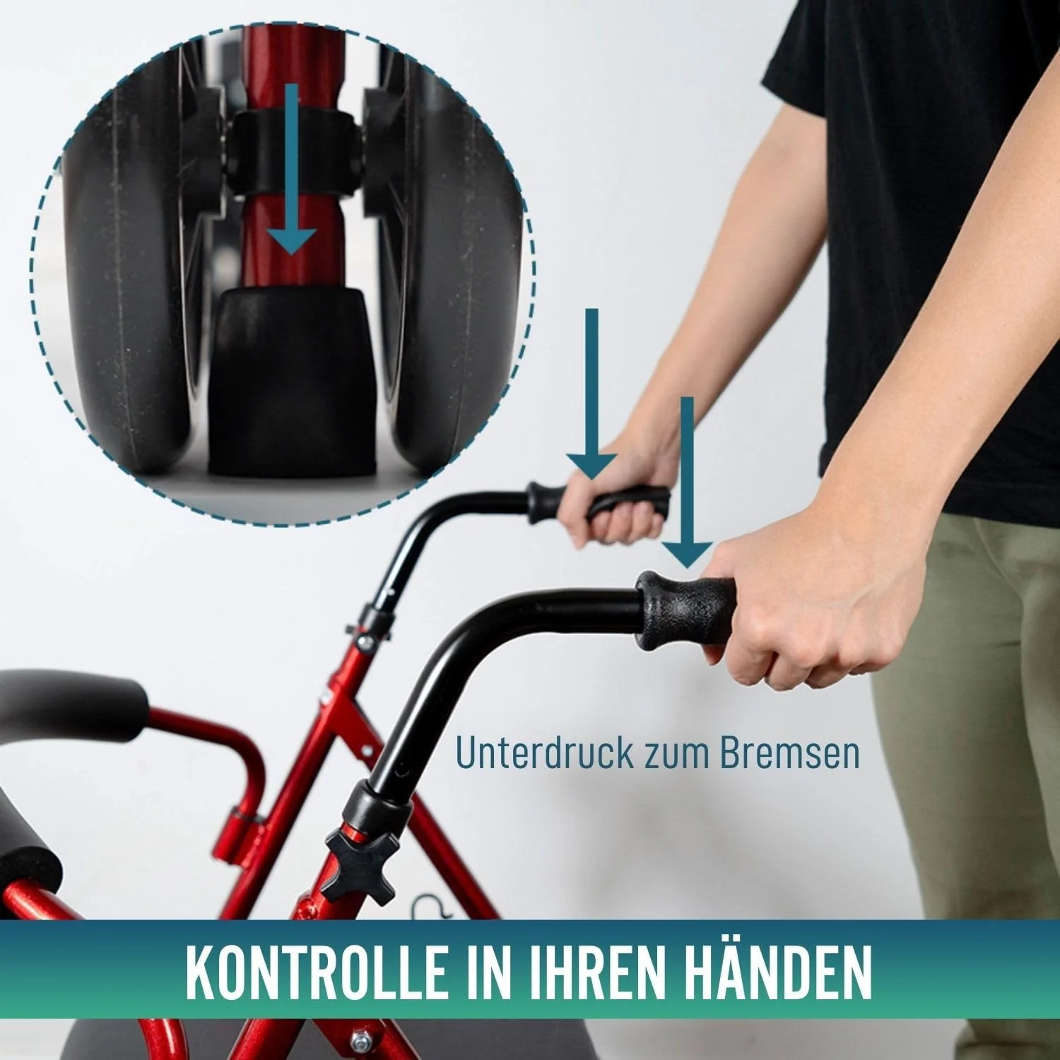 Rollator aus Aluminium mit Lastbremse und Gepolsterter Sitzfläche - Image 6