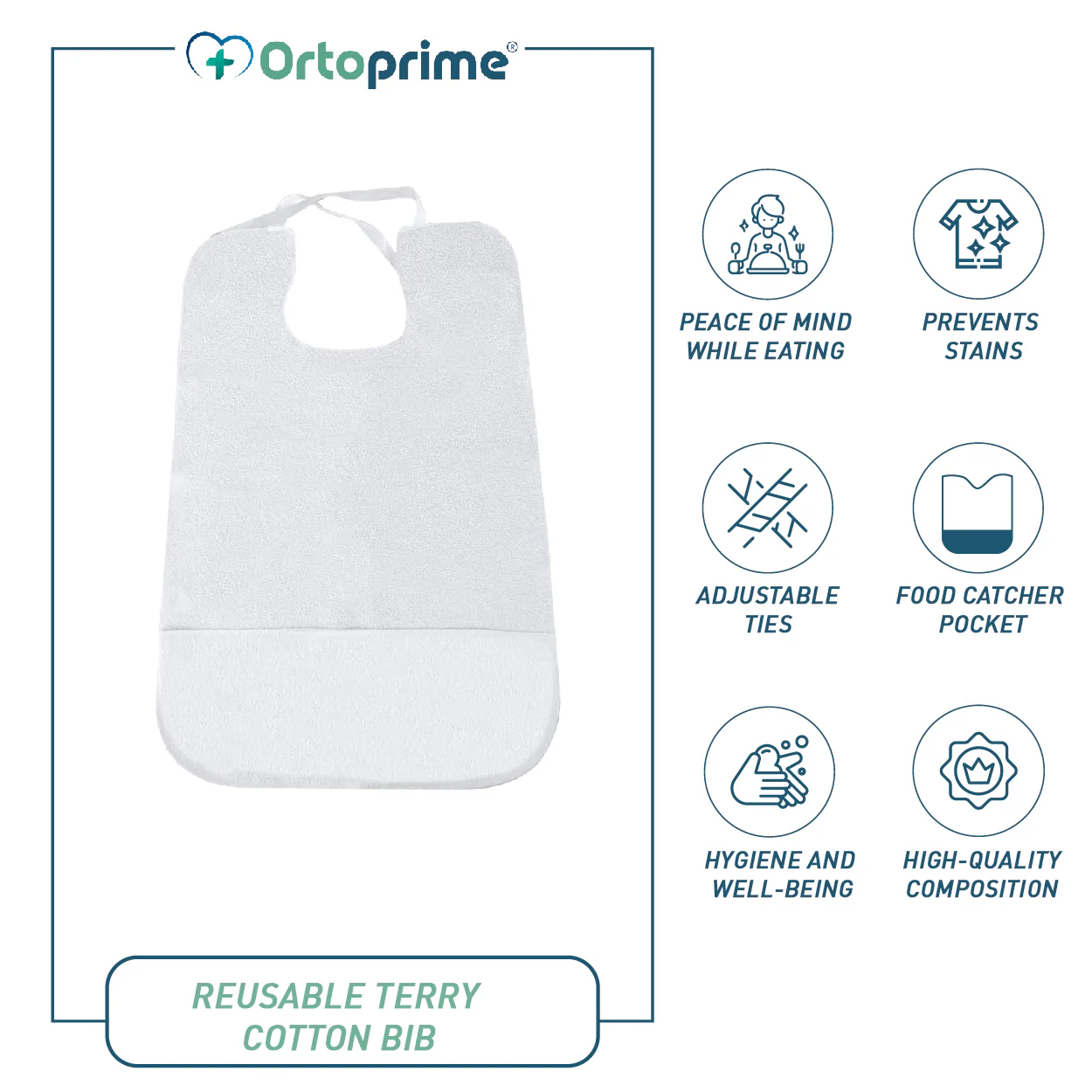 Wasserdichte Erwachsenen-Lätzchen aus Frottee | 5er-Pack - Image 4