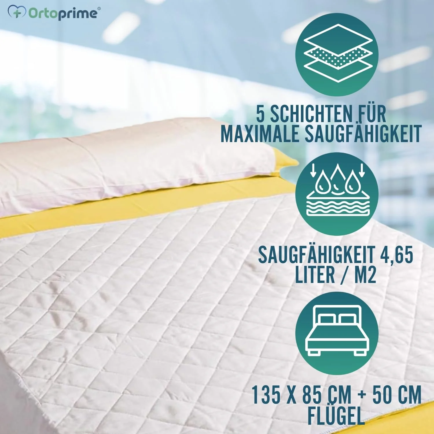 Wiederverwendbare Saugfähige Matratzenauflage für Bett 135 cm 4,65 Liter/m2 - Image 3